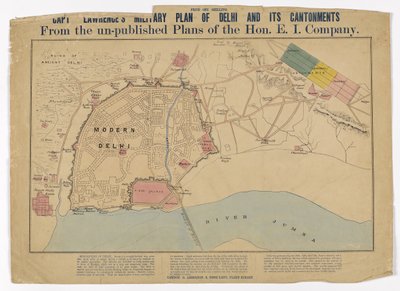 Plan militaire du capitaine Lawrence de Delhi et de ses cantonnements, d